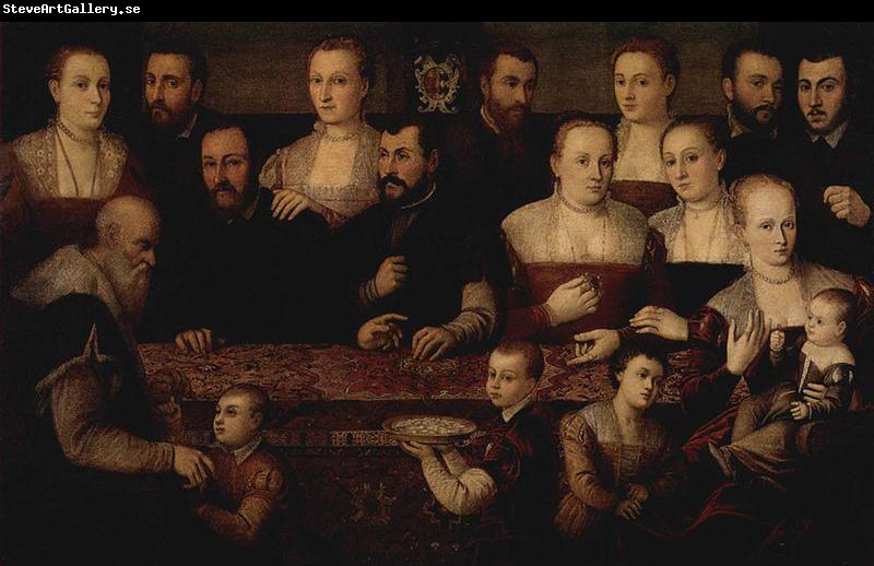 Cesare Vecellio Portrat einer Familie mit orientalischem Teppich